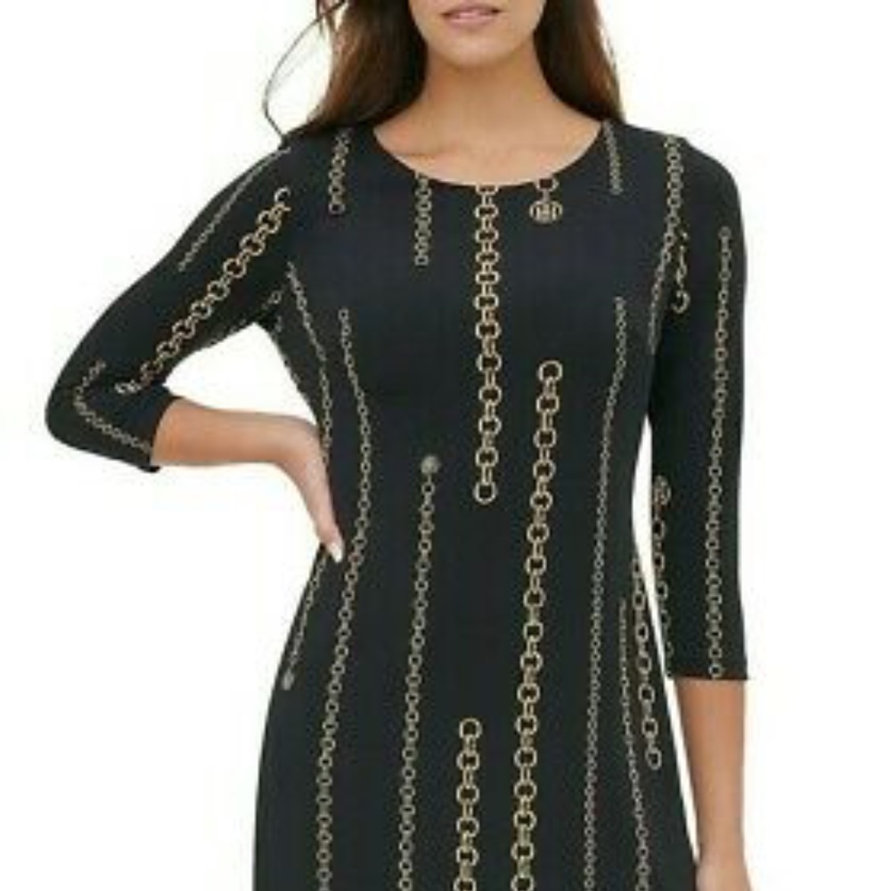 Tommy Hilfiger Women 3/4 Sleeve Jewel Neck Dress B